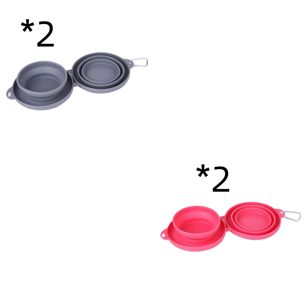 Rubber Foldable Double Bowl Pet Feeding Bowl Portable