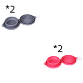 Rubber Foldable Double Bowl Pet Feeding Bowl Portable