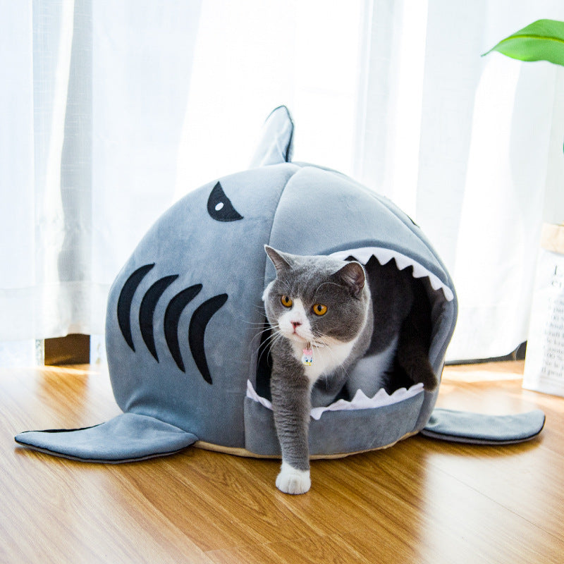 Warm Washable Bed for Small Pet Cute Comfortable Shark