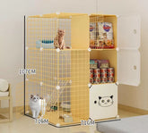 Cat Cage Villa Yellow Log Color Pet Free Assembly Cat Condo