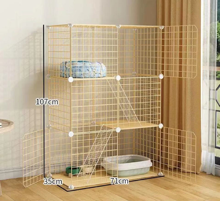 Cat Cage Villa Yellow Log Color Pet Free Assembly Cat Condo