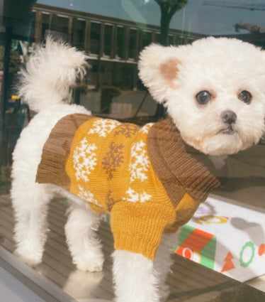 Pet Sweater Leaf Pattern Sweater Stylish Knitted Outfit