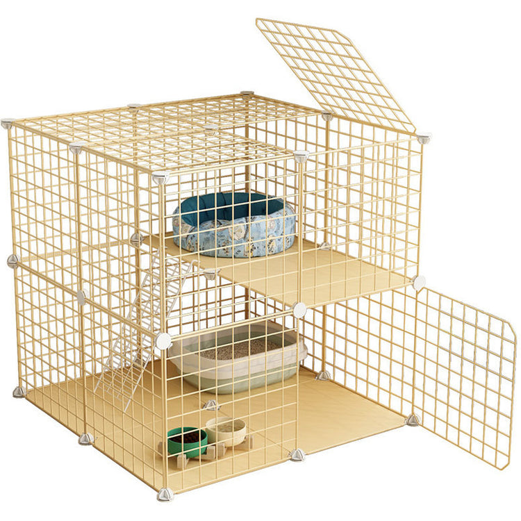 Cat Cage Villa Yellow Log Color Pet Free Assembly Cat Condo