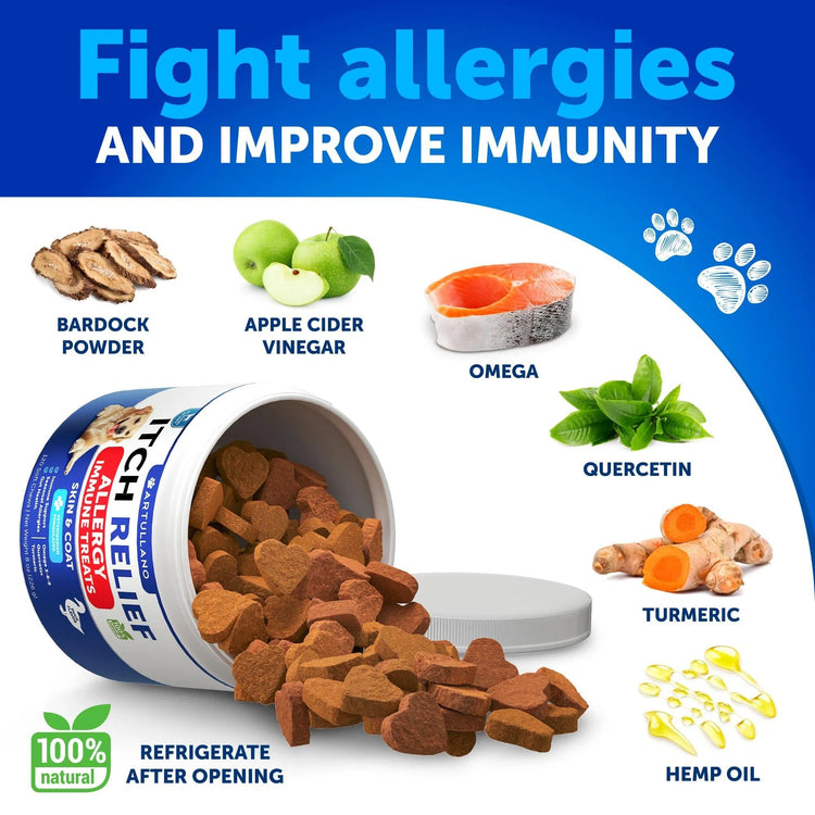 Dog Allergy Relief Chews Skin & Coat Support 120 Omega-3