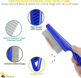 Stainless Steel Dense Gear Blue Pet Flea Comb 4-piece Set