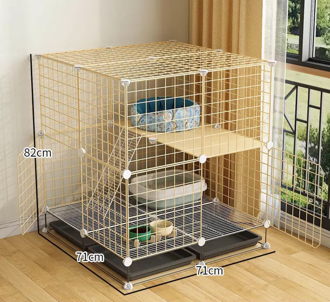 Cat Cage Villa Yellow Log Color Pet Free Assembly Cat Condo