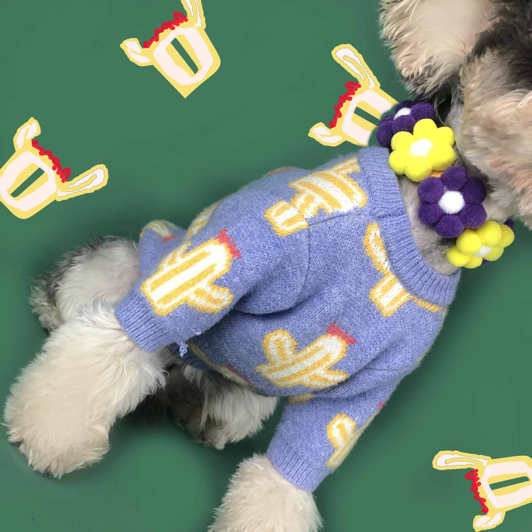 Warm Winter Pet Outfit with Cactus Design