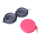 Rubber Foldable Double Bowl Pet Feeding Bowl Portable