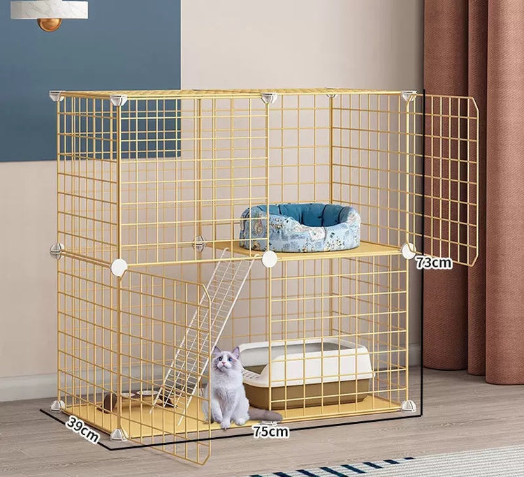 Cat Cage Villa Yellow Log Color Pet Free Assembly Cat Condo
