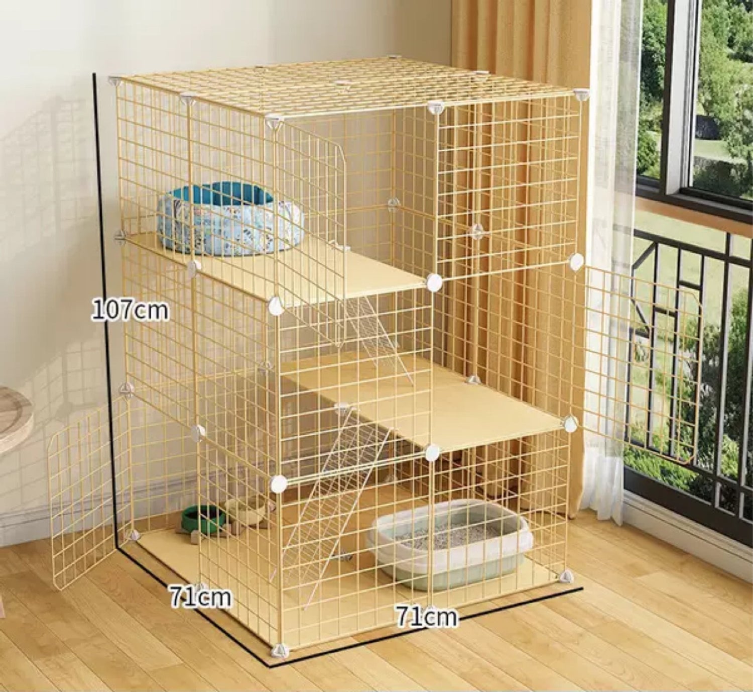 Cat Cage Villa Yellow Log Color Pet Free Assembly Cat Condo