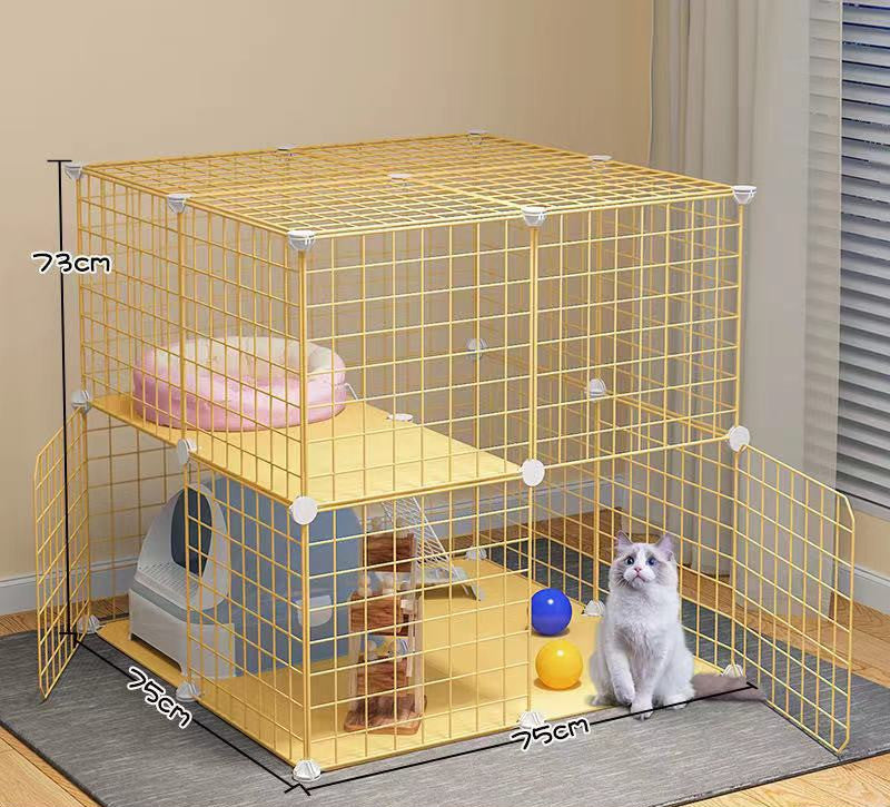Cat Cage Villa Yellow Log Color Pet Free Assembly Cat Condo