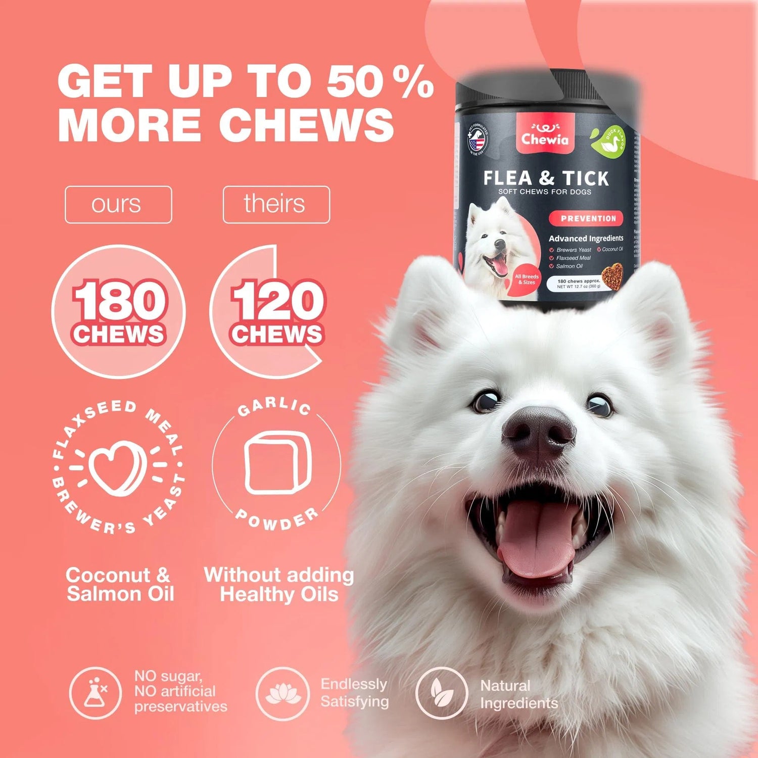 Dog Flea and Tick Treatment Chews Natural & Tick Prevention