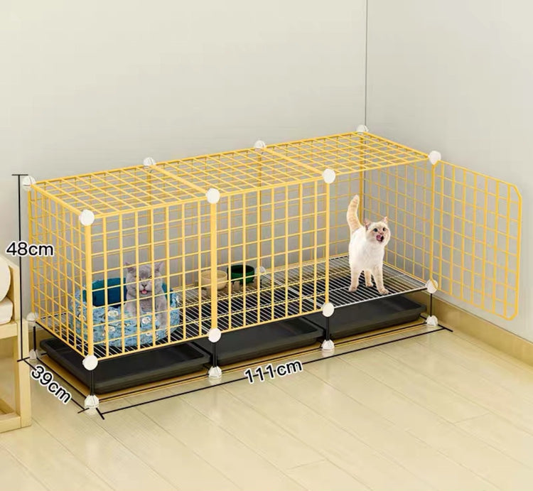 Cat Cage Villa Yellow Log Color Pet Free Assembly Cat Condo