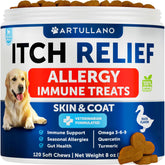 Dog Allergy Relief Chews Skin & Coat Support 120 Omega-3