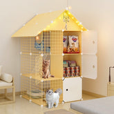 Cat Cage Villa Yellow Log Color Pet Free Assembly Cat Condo