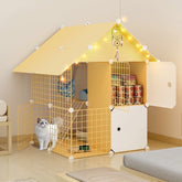 Cat Cage Villa Yellow Log Color Pet Free Assembly Cat Condo