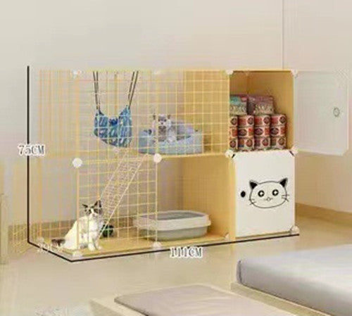 Cat Cage Villa Yellow Log Color Pet Free Assembly Cat Condo