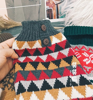 Pet Sweater Leaf Pattern Sweater Stylish Knitted Outfit