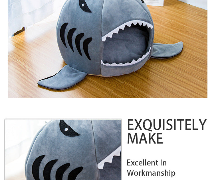 Warm Washable Bed for Small Pet Cute Comfortable Shark