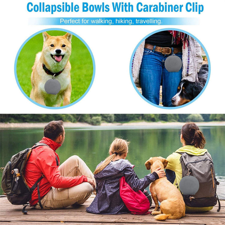 Rubber Foldable Double Bowl Pet Feeding Bowl Portable