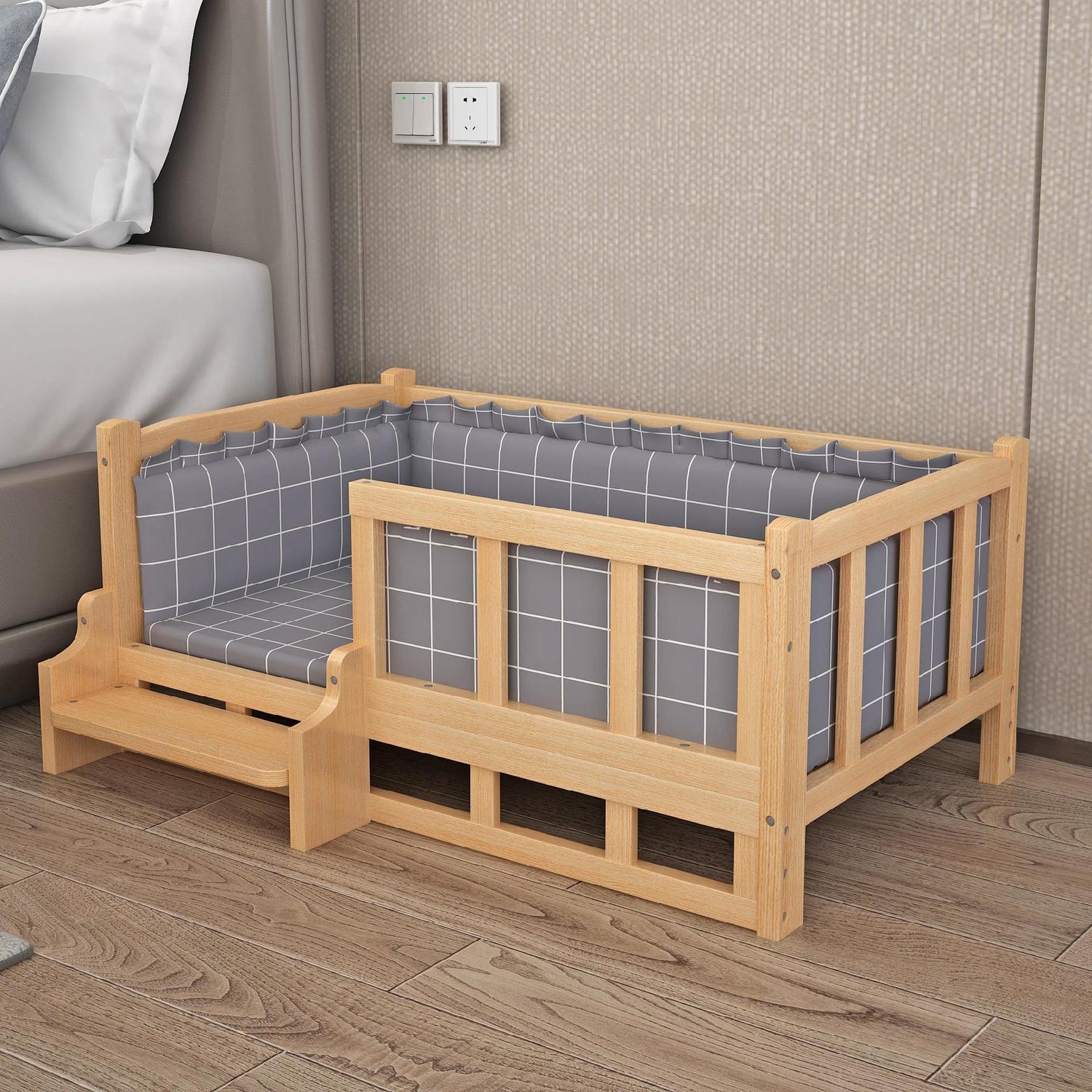 Elevated Cooling Wood Frame Bed for Dogs & Cats