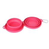 Rubber Foldable Double Bowl Pet Feeding Bowl Portable
